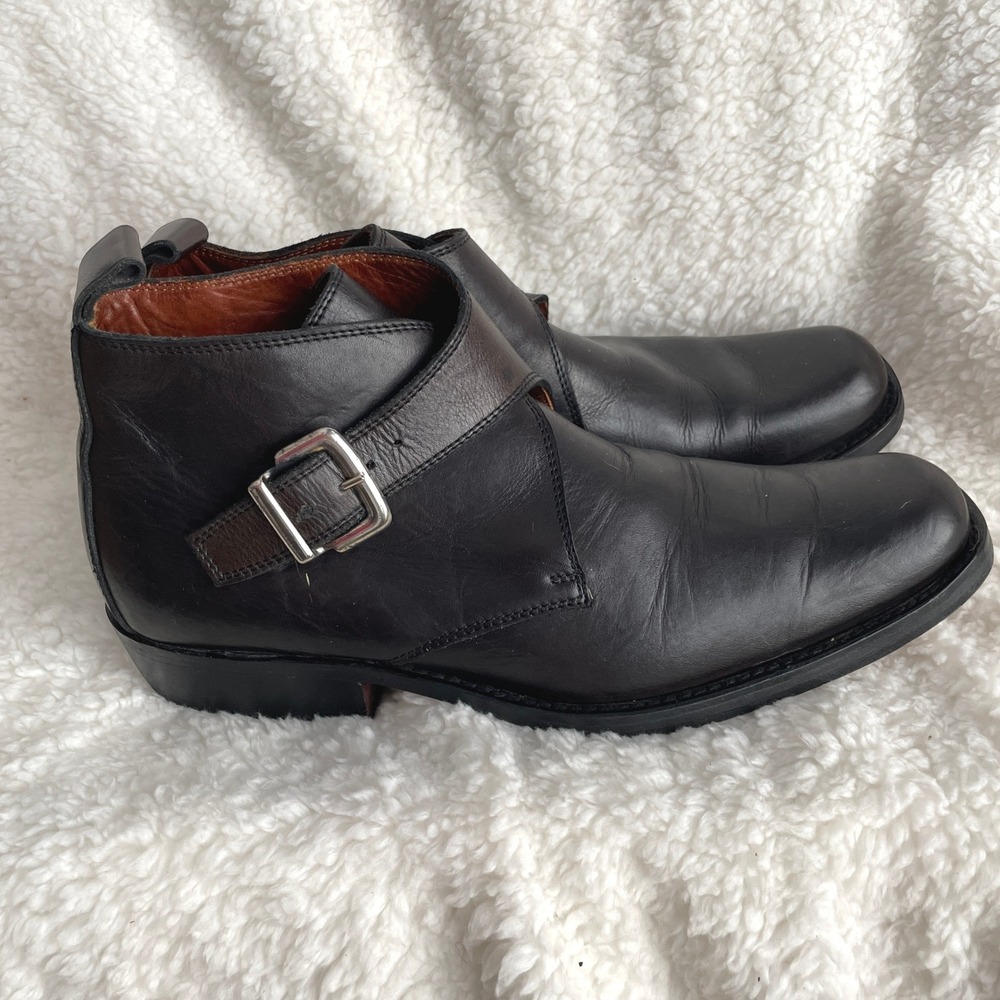 Design Studio Leather Mens 11 Black Monk Strap Italian Boots